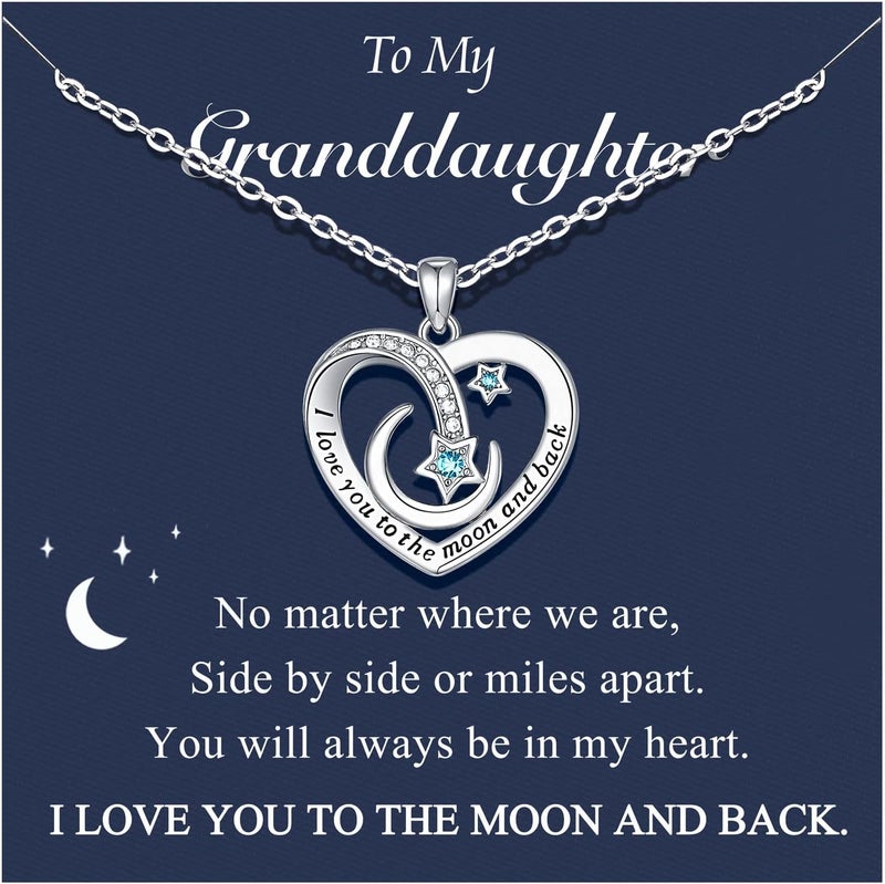 UPROMI To My Granddaughter/Daughter/Niece Gifts Necklace, Valentines Christmas Birthday Gifts, I Love You to The Moon and Back - Image 1